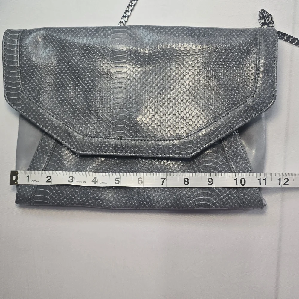 Limited Edition Envelope‎ Grey Snakeskin Clutch Foldover Crossbody